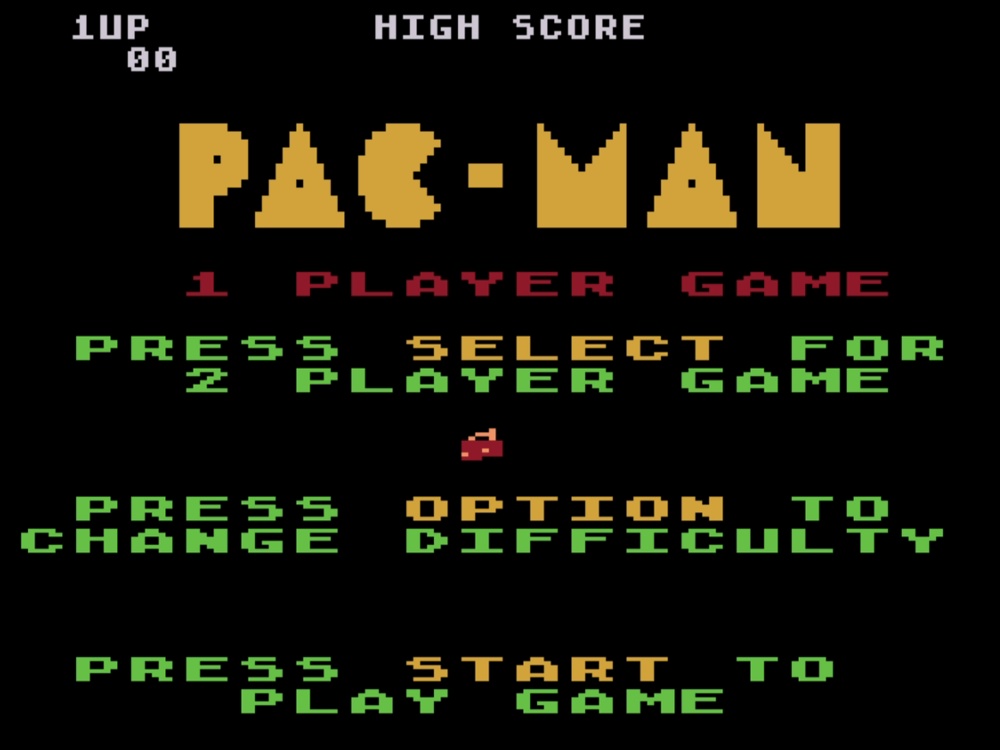 Title Screen of Pac Man for Atari 8 Bit